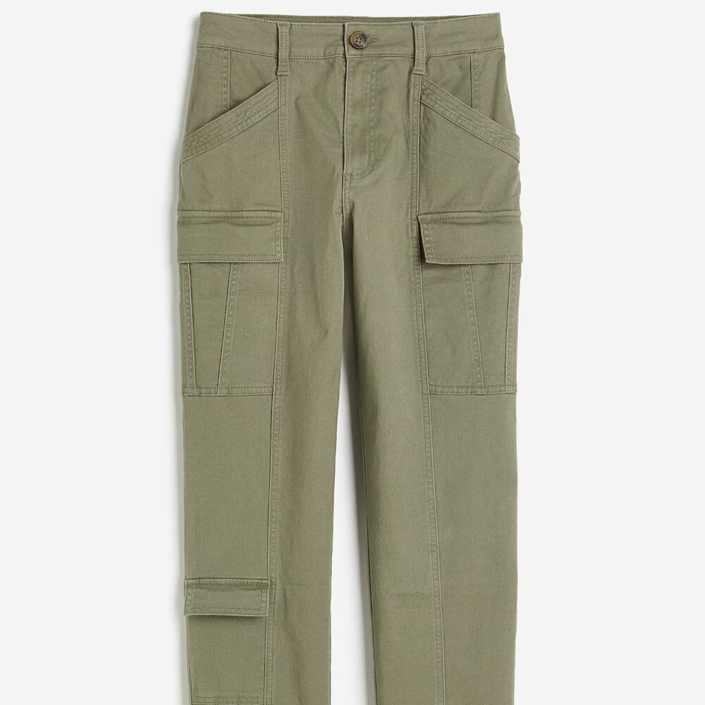 H&M Khaki Green Twill Cargo Pants/NWT/12
